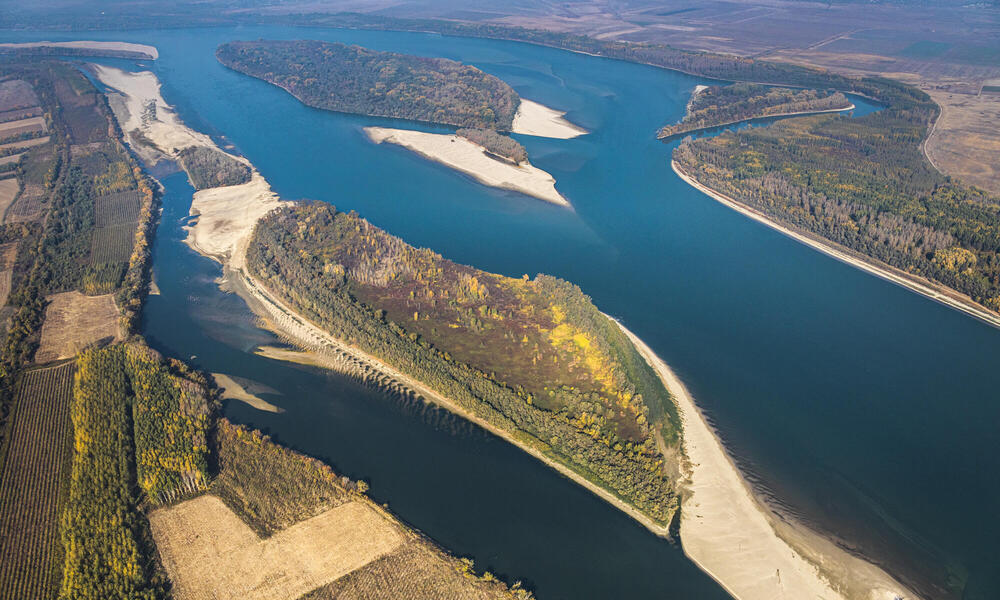 Aerial shot of the Danube River