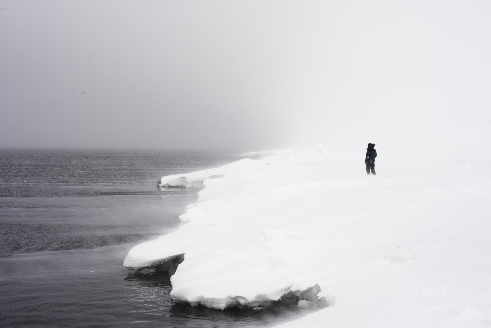 Man standing on glacier 