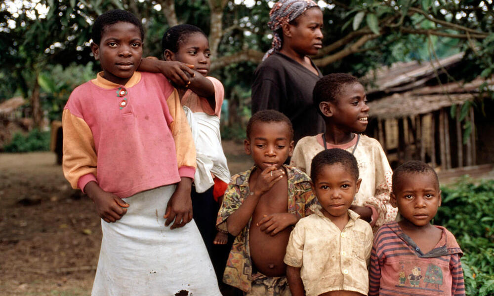 Baka pygmy children Minkébé, Gabon