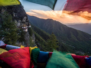 Bhutanese mountains in sunset