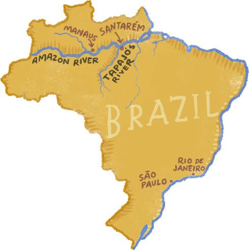 Small illustrated map of Brazil