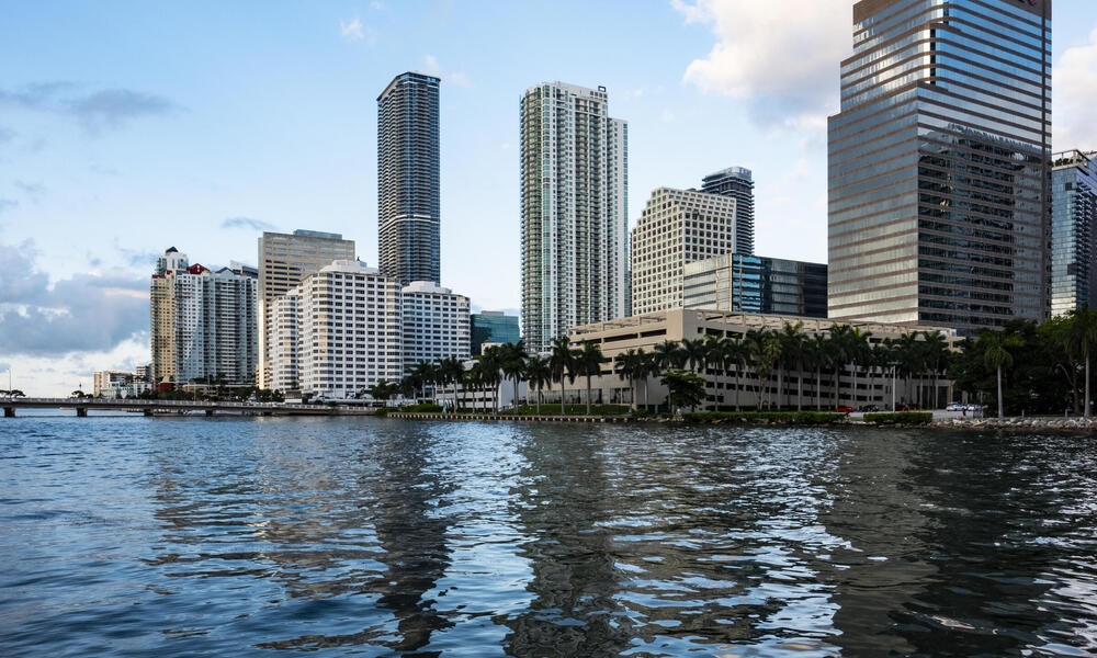 Brickell Key, Downtown Miami, which sits only a few feet above sea level