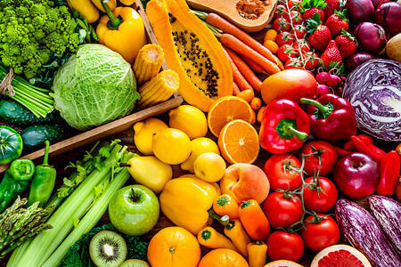 Colorful fruit and veggies
