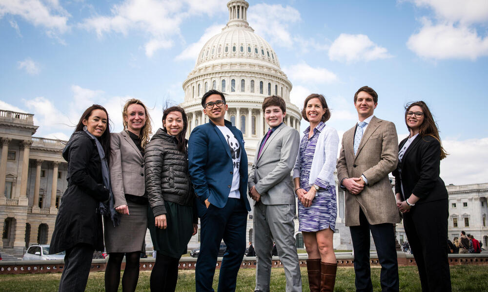 Activists from Maryland stand in front of the Capitol Building