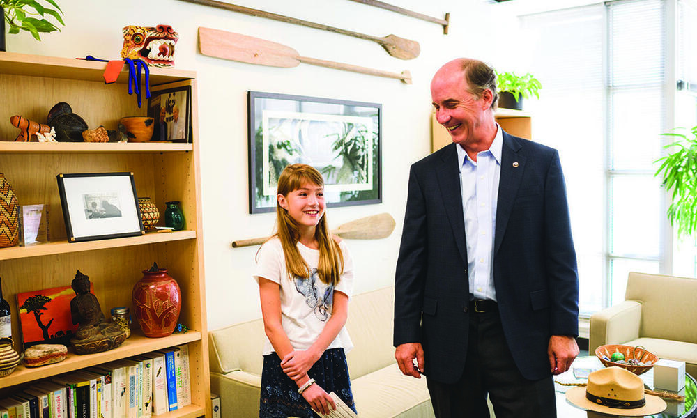 Carter Roberts with 13-year-old environmentalist and entrepreneur Charlotte Mayer