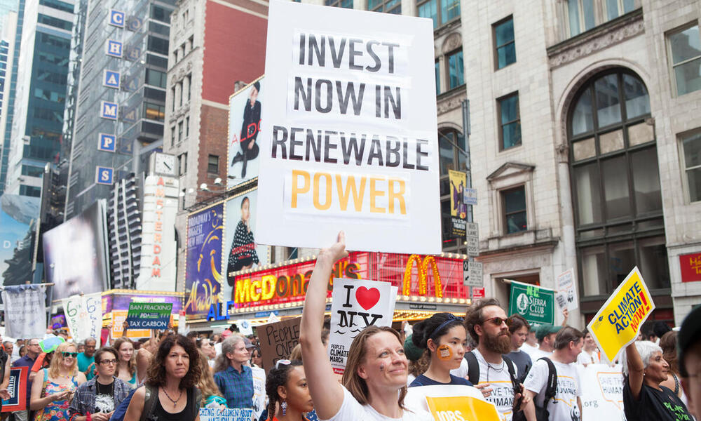 people march in support of climate action