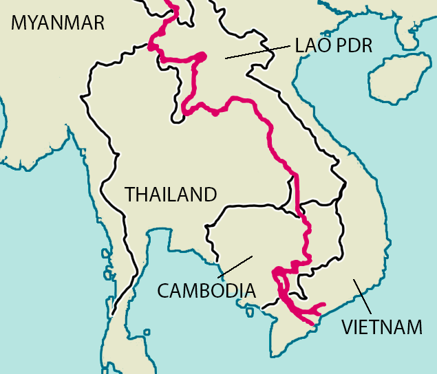 Map showing Mekong River