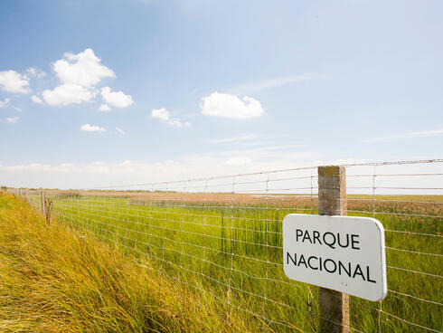 A sign saying Parque Nacional in Coto Donana.
