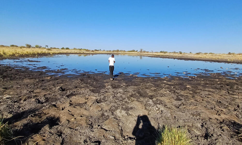 silhouette of photographer captures image of young person at water's edge 