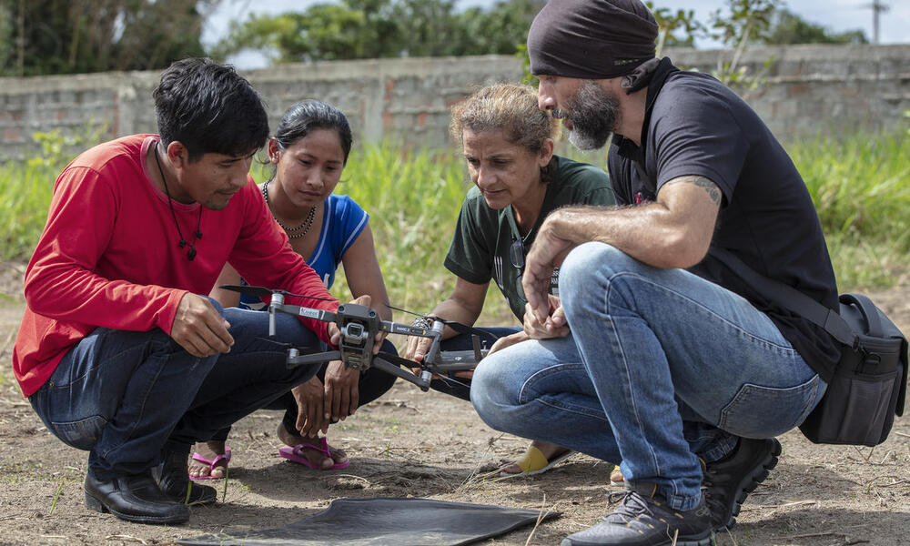 WWF providing drone training to communities. Pictured are people from the Uru-Eu-Wau-Wau territory