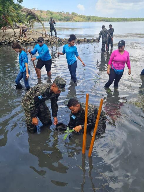People in flooded area