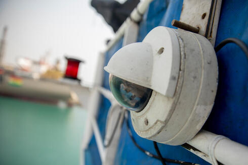 Closeup of monitoring camera on boat