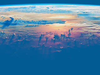 The Earth at sunrise viewed from orbit