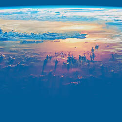The Earth at sunrise viewed from orbit