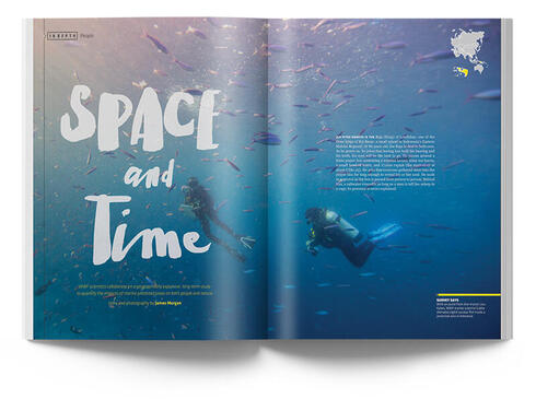 Magazine open to Space and Time feature