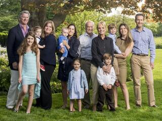 Field family in the back yard at the Harris home in Lake Forest, IL