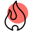 Graphic icon of a flame