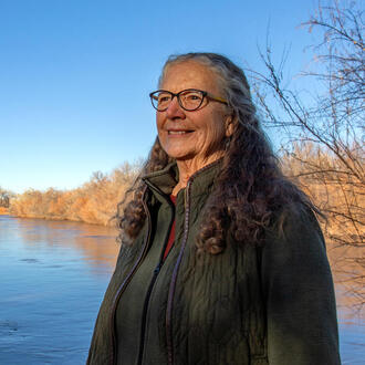 Gina Della Russo on shore of Rio Grande