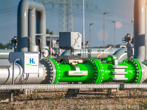 An artist's rendition of a green hydrogen pipeline
