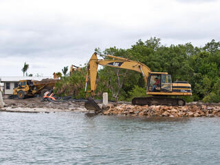 Construction in Belize's barrier reef