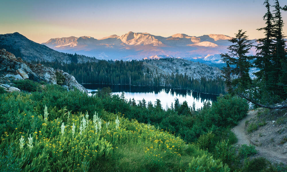 Landscape with lake and mountains