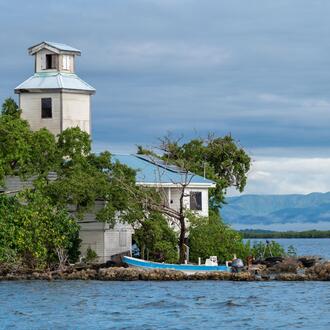 view of Abalone Caye Ranger Station in the Port Honduras Marine Reserve