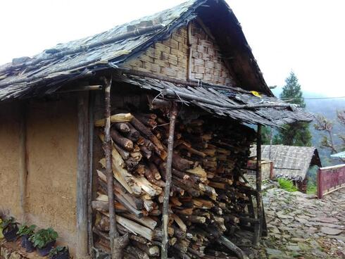 Shed to keep household fire wood dry in Sikkim