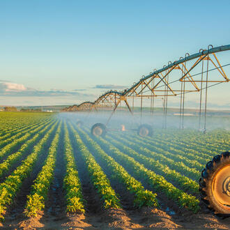 Irrigation machine on a farm field