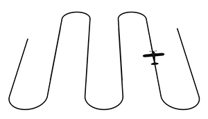 Drawing showing plane in back-and-forth pattern