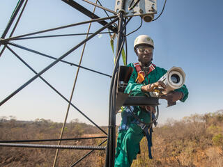 Workman on tower