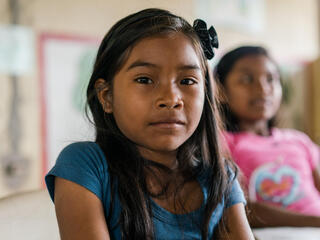 Young girl is part of La Chorrera indigenous community in Colombian Amazon