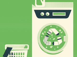 Illusration of washing machine with recycle logo