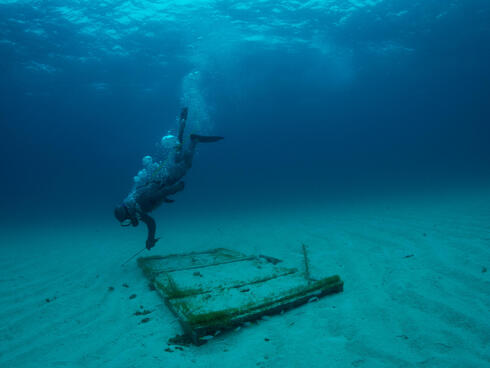 fisher dives to check on lobster trap in Bahamas