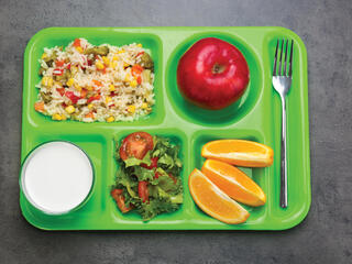 School lunch tray on table