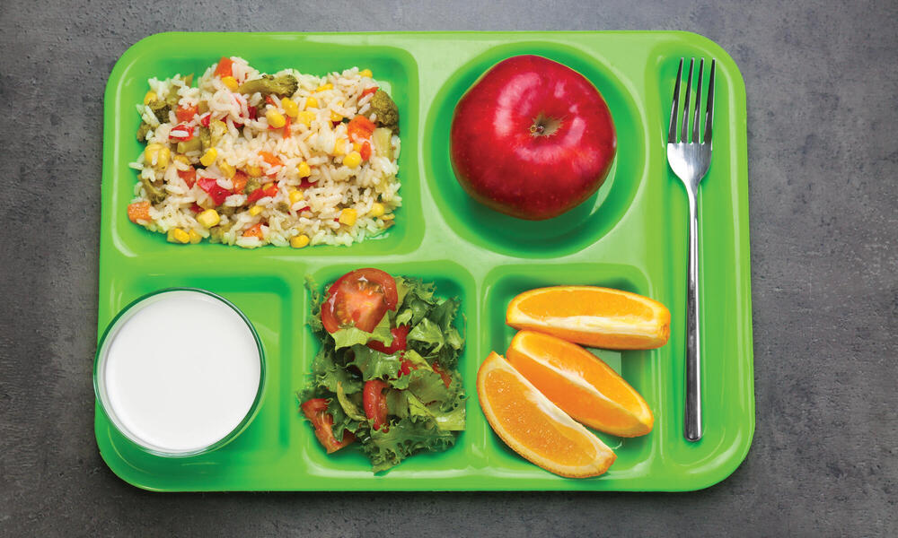 School lunch tray on table