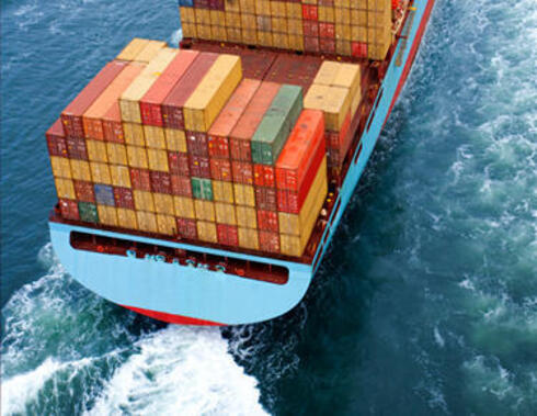 Container ship from above