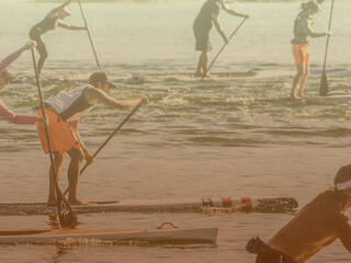 Stand up paddlers racing