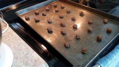 "moth ball" cookies on a tray