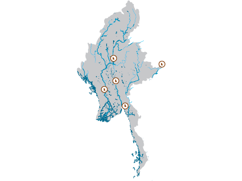 Map of water bodies and dams