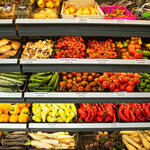 Food on supermarket shelves