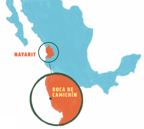 map of Nyarit showing Boca de Camichin