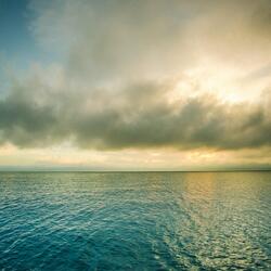 Ocean water with a cloudy horizon