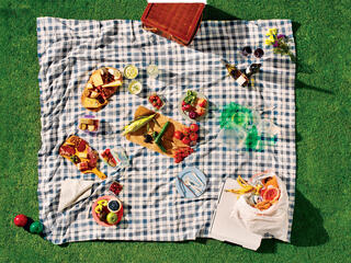 Picnic blanket with food