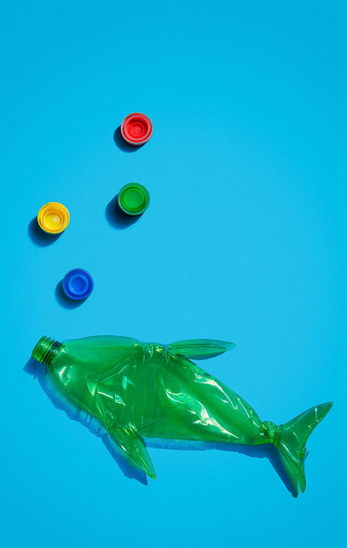 A fish made from discarded plastic bottles