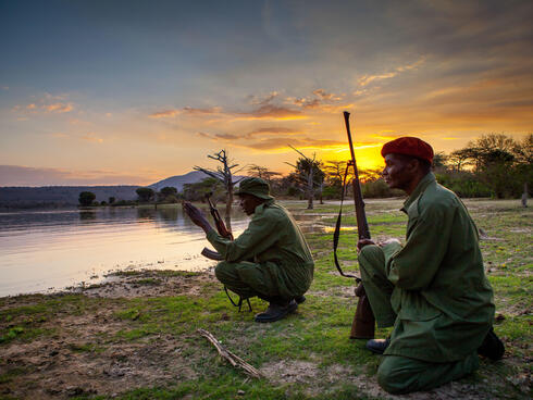Rangers George Athanus and Said Mkinga in Selous Game Reserve.