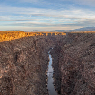 A view down a deep river gorge