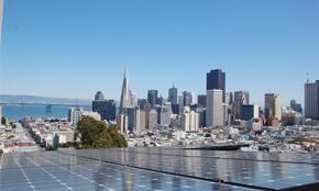 Solar panel with San Francisco skyline