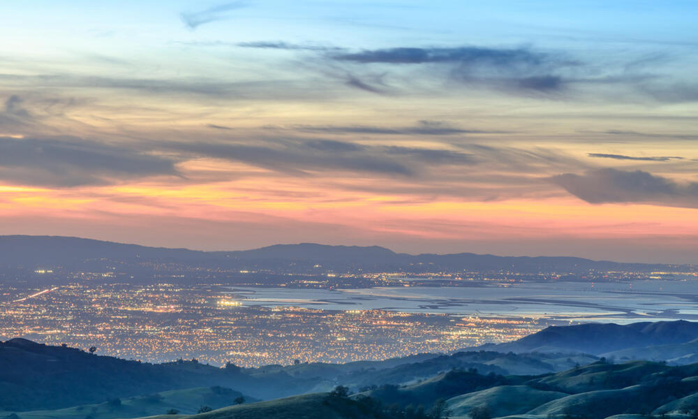 Landscape photo of city lights in valley