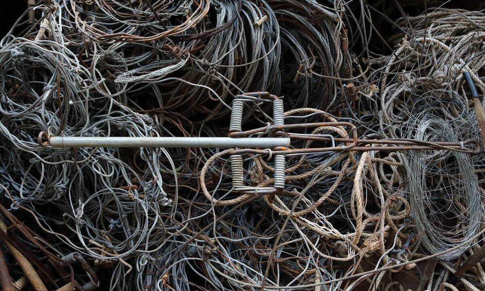 A large pile of various snares and traps 