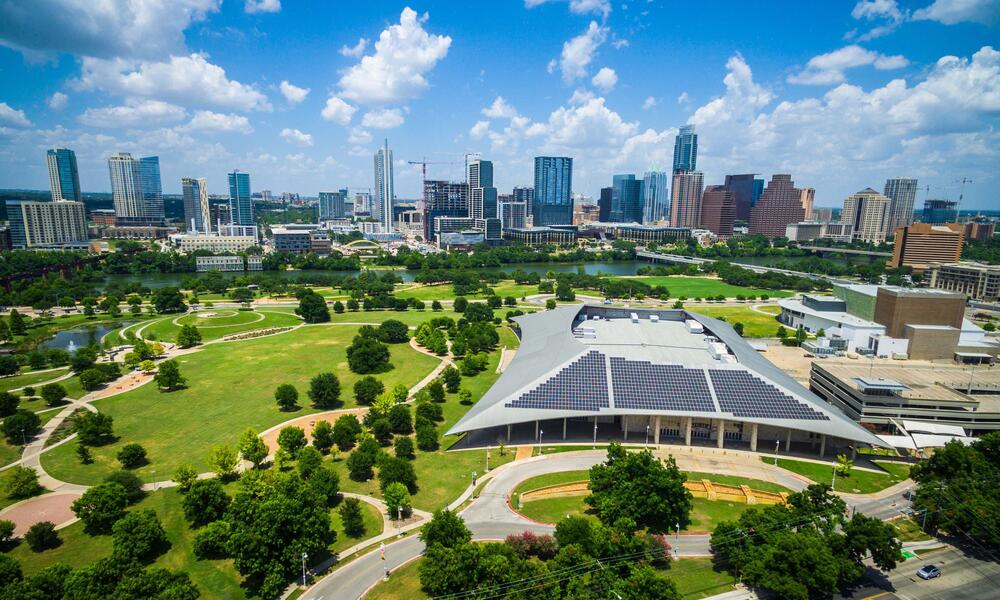 solar panels on a building in Austin Texas